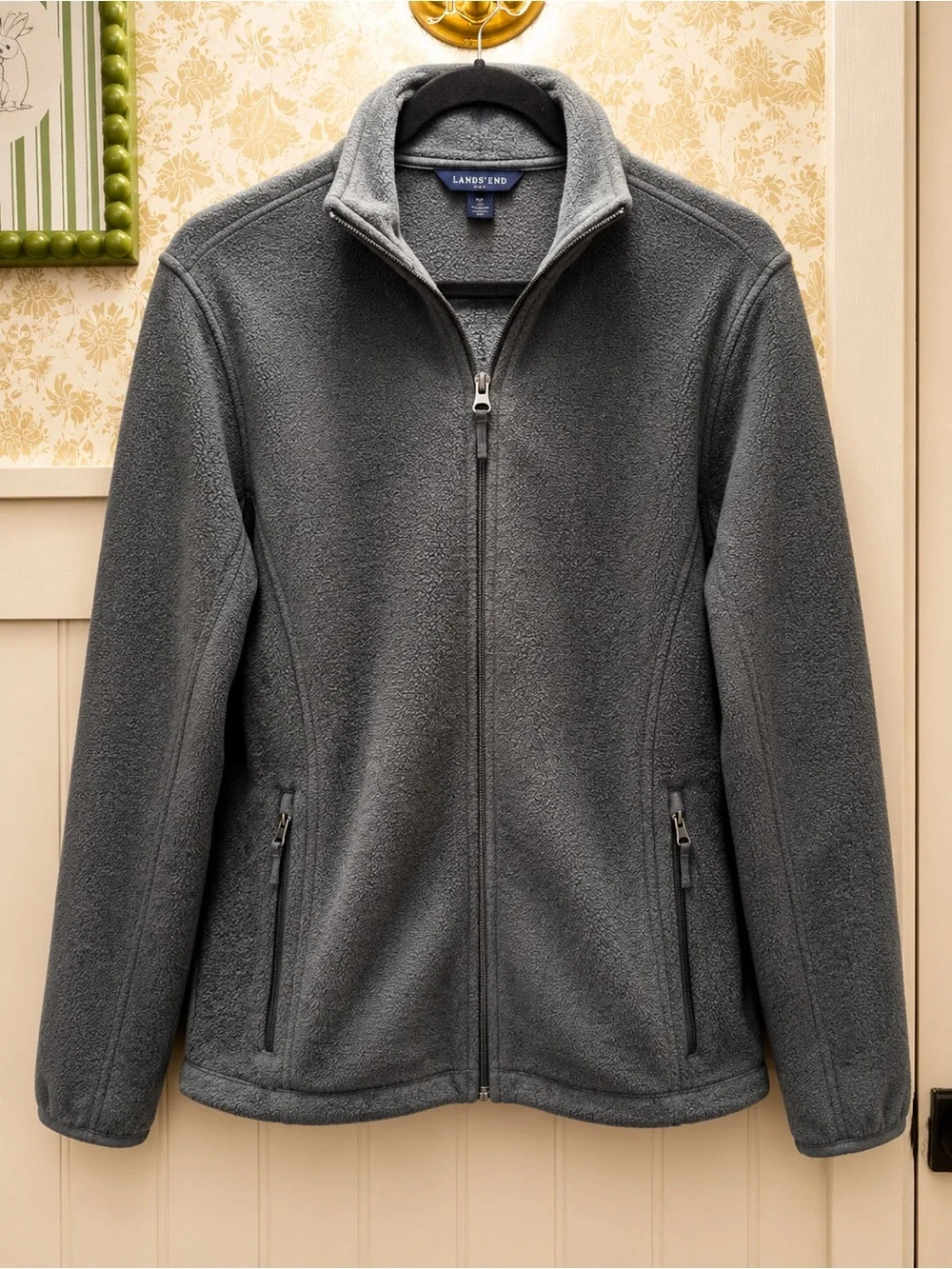 Lands’ End Gray Full Zip Fleece Jacket | Women’s Medium (10–12)